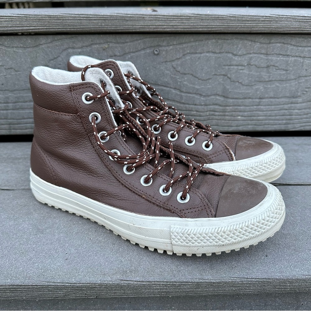 Chuck Taylor All Star Boot PC Leather High Top Brown Sneakers Fleece